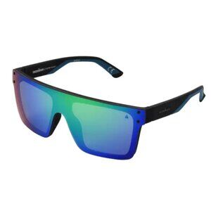 Foster Grant Ironman Flex Sunglasses Black with Blue Mirror Lenses